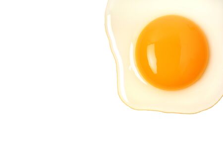 Top view and close up image of organic chicken eggs are one of the food ingredients with copy space on white background. Organic chicken eggs food ingredients concept.
の写真素材