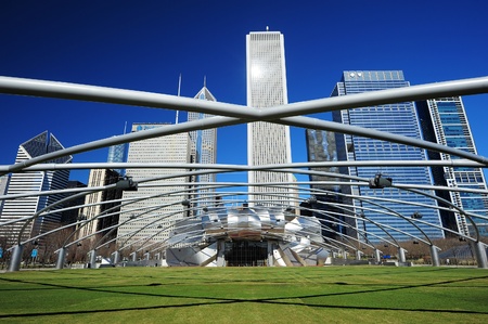 chicago opera theatre with tall buildings behindのeditorial素材