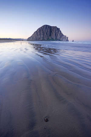 Morro bay rock and beach in the morningの写真素材