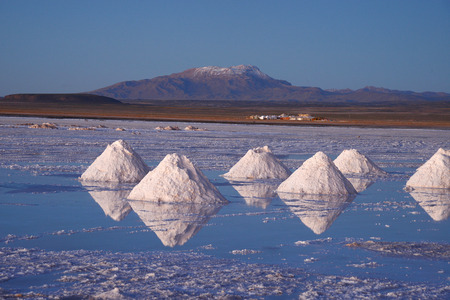 salt pile in salt production industry in boliviaの写真素材