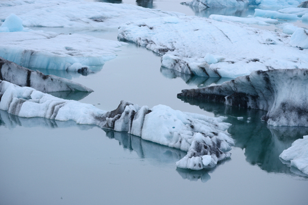Jokulsarlon glacier lagoon with floating icebergsの写真素材