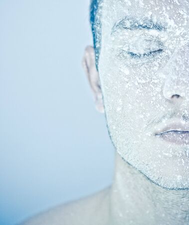 frozen man's faceの写真素材