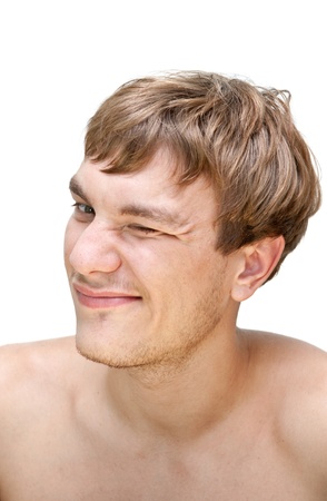 Young man looking happyの写真素材