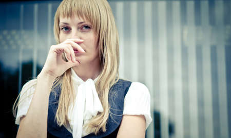 business woman thinkingの写真素材