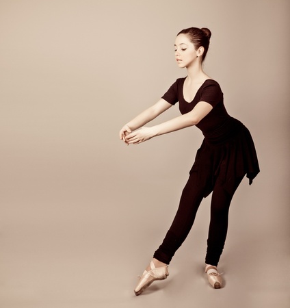 Young caucasian brunette ballerina girlの写真素材