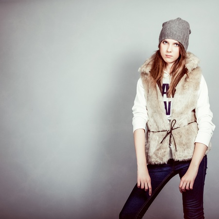 fashion girl in winter clothes