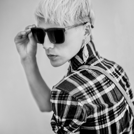 Portrait of a young attractive blond girl, country lookの写真素材