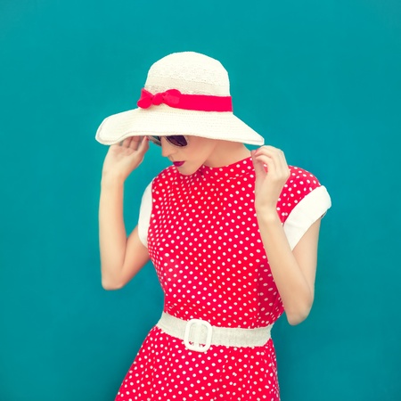 portrait of a sensual girl in vintage style の写真素材