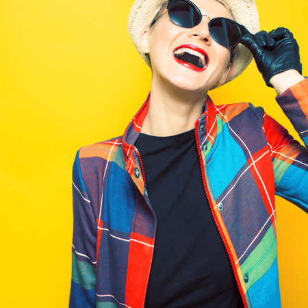 Glamorous girl hipster styleの写真素材