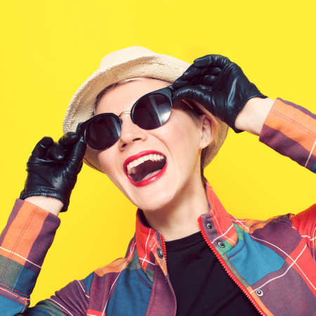 Glamorous girl hipster styleの写真素材