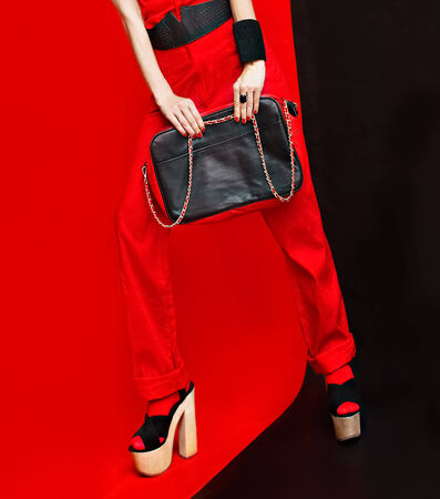  black and red lookの写真素材