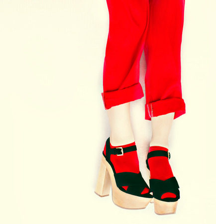  black and red lookの写真素材