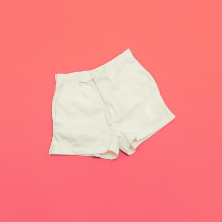 White shorts on bright pink backgroundの写真素材