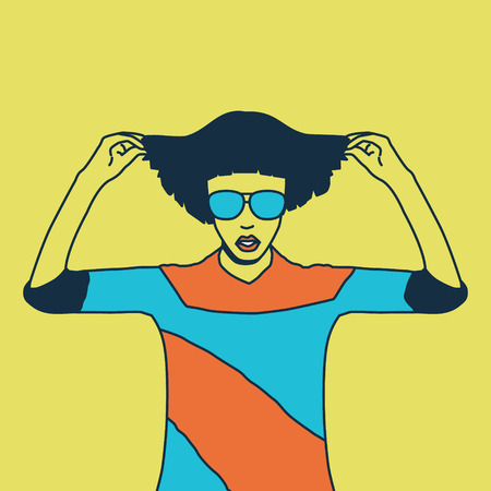 Brunette Lady. Bob Kare. Vintage Pop Art style.のイラスト素材