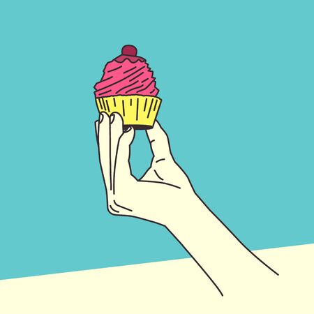Sweet Pop Art. I love Cakes. Retro Fashionのイラスト素材