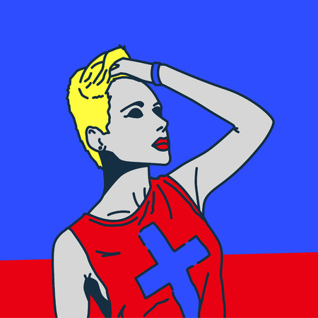 Punk girl style. Art fashion. Comics design.のイラスト素材