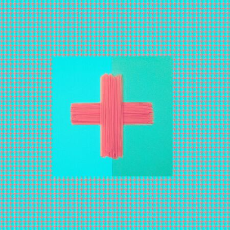 Minimal neon fashion style. Pasta religion designの写真素材