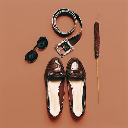 Vintage set. Fashion Accessories autumn season. Be stylishの写真素材
