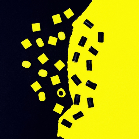 Black and yellow design. Fashion Sweets. minimalの写真素材