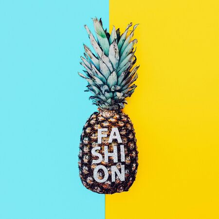 Fashion pineapple on bright background. Minimalism styleの写真素材