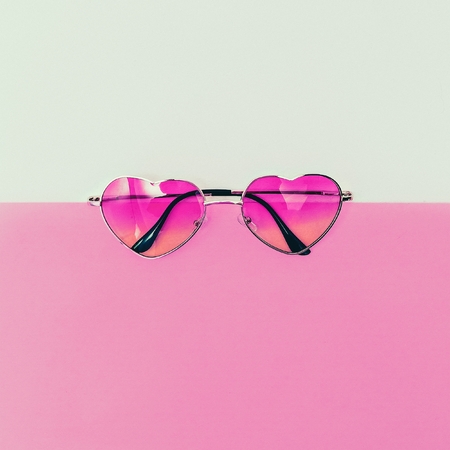Fashionable sunglasses hearts. Minimalism fashion styleの写真素材
