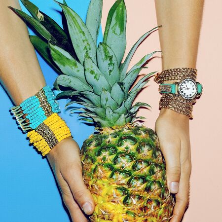 Set Accessory Ladies. Watches, bracelets, bright summer style.の写真素材