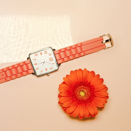 Wrist Watch. Fashion accessories. Minimalism Fashionの写真素材