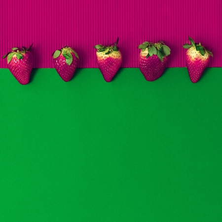Crimson Strawberry set. Minimalism artの写真素材