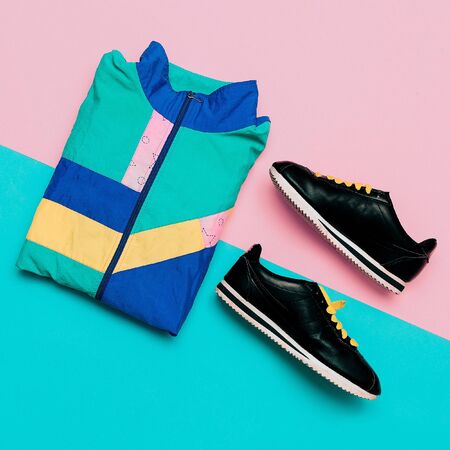 Vintage jacket, stylish shoes Fashion Outfit Color lover minimalの写真素材