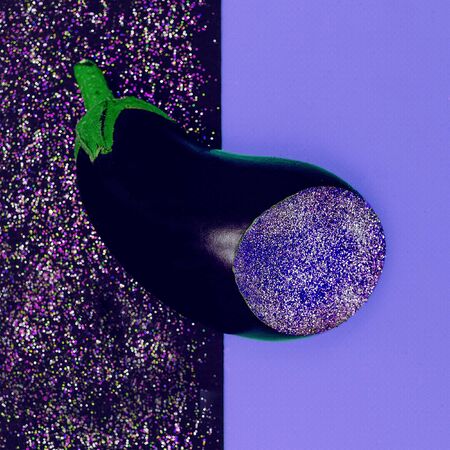 Eggplant, Glamour Vegan. Glitter. Stylish minimalismの写真素材