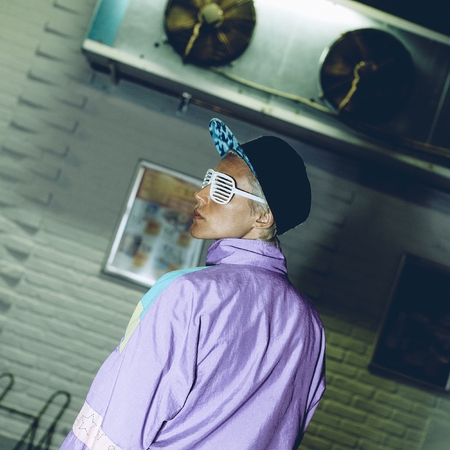 Fashion girl in the night city location. Street fashion Swagの写真素材