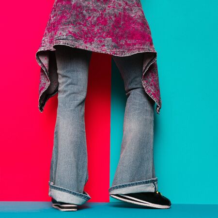 Denim Lover. Trendy denim clothing. Fashion concept.の写真素材