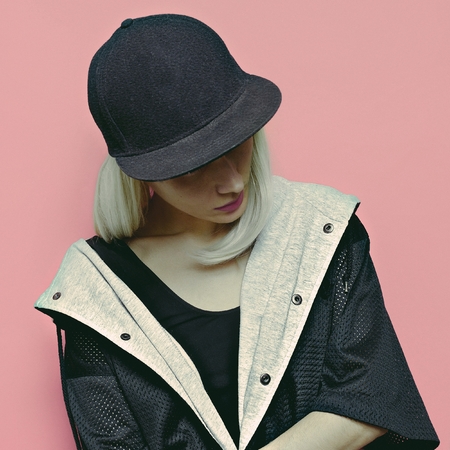 Hip Hop Girl Blonde Tomboy cap and stylish clothes Urban Style Swag