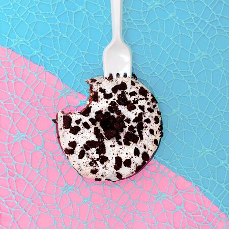 Minimal design. Donut. Chocolate chips. Love fast food