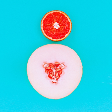 Cocktail orange melon. Fresh tropical ideas. Minimal Creative artの写真素材