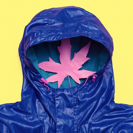 Hello Rains Season. Urban street fashion. Minimum Design Idea Hood and Leafの写真素材