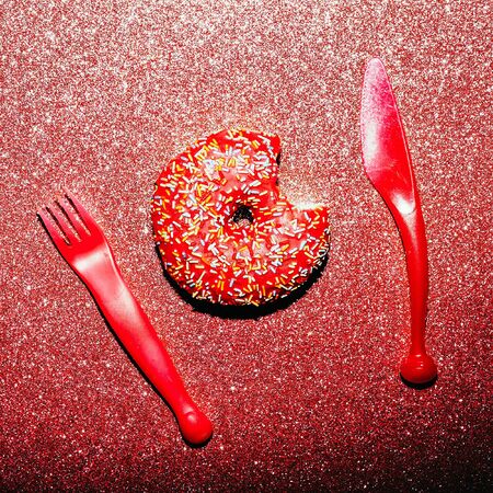 Glamorous donut. Sparkling. Fast food. Creative minimalの写真素材