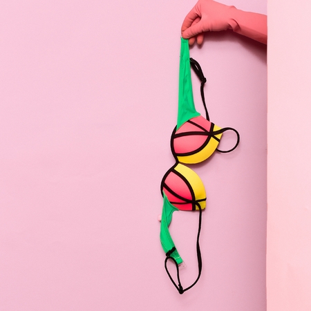 Stylish clothes. Beach fashion. Swimsuit. Bikini top. Ideas wardrobe fashion.の写真素材