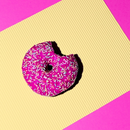 Pink donuts. Fashion Fast food minimal art Details Surrealの写真素材