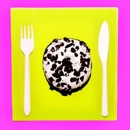 Donut Fast food. Surreal fashion art