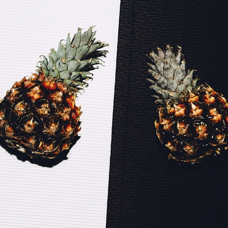Pineapples White black minimal artの写真素材