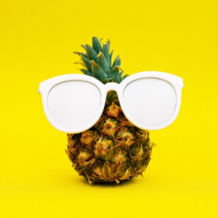 Sunny pineapple. Minimal artの写真素材