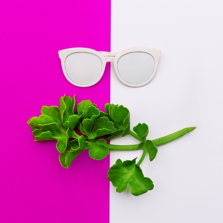 Fashion accessory white Sunglasses Minimal art designの写真素材
