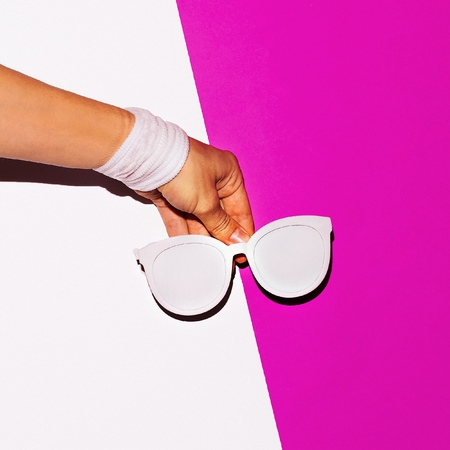 Beach vibration. Sunglasses. Minimal art designの写真素材