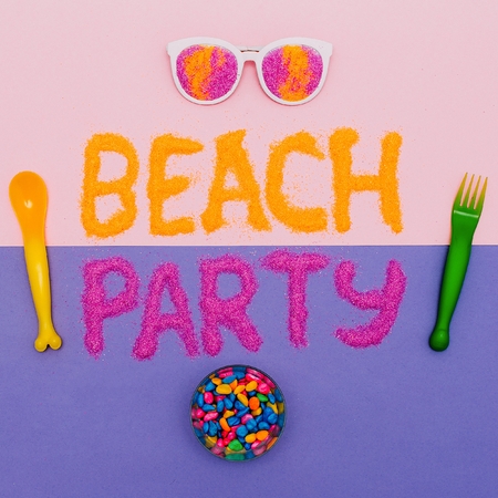 Beach Party Vacation Set Minimal fashion artの写真素材