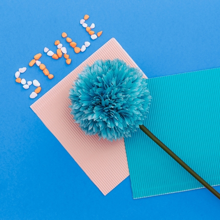 Summer style. Blue flower. Minimal art design