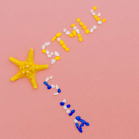 Beach style. Text Marine style. Minimal art fashion designの写真素材