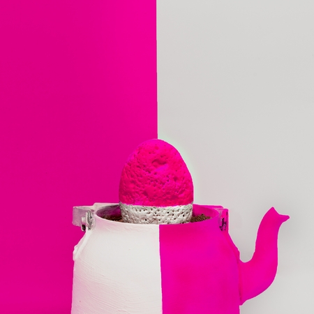 Creative Stone in a teapot. Minimal art designの写真素材