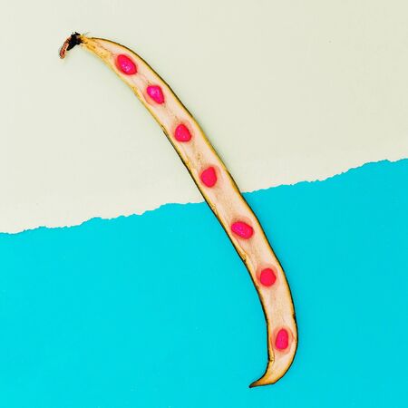 Green beans. Minimal vegan art designの写真素材