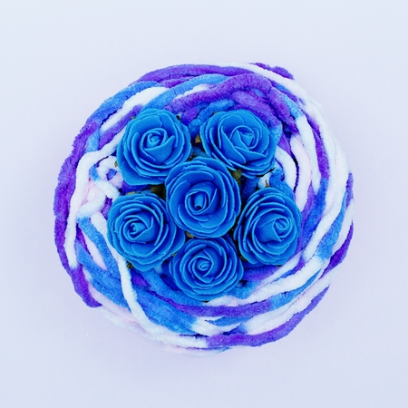 Flowers and yarn. Decorative fashion artの写真素材